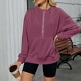 thumbnail image 5 of Kaemgyyd Women's Half Zip Sweatshirt Stylish Side Slit Oversized Hoodies Causal Sports Gym Workout Long Sleeve Pullover Fall Tops, 5 of 7