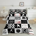 thumbnail image 2 of Erosebridal Baseball Comforter Set Full Size Baseball Gaming Bedding Set Softball Ball Games White Black Plaid Comforter Sports Theme Quilt Set, 2 of 7