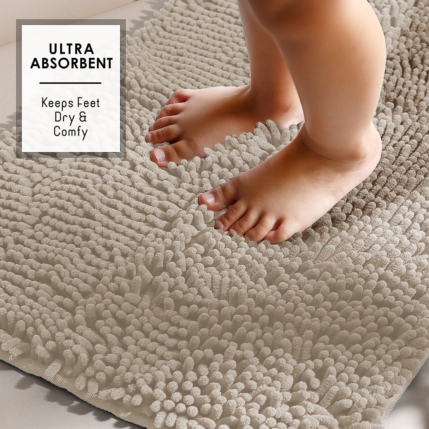 Lammaloe Chenille Bathroom Rugs Non Slip Bath Mat, 24×36 Ultra Absorbent, Bath Mats for Bathroom, Pink