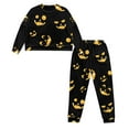 thumbnail image 5 of Yuyamidu Spooky Pumpkin Long Sleeve Pajama Pants Set for Women 2 Pcs Black Jogger Set Novelty Halloween Crewneck Sleepwear Size 2XL Daily Wear Clothes for Fall Winter, 5 of 7
