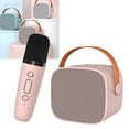 thumbnail image 5 of Mini máquina de Karaoke, altavoz Bluetooth portátil con sonido envolvente HiFi y micrófono para el hogar y al aire libre, color rosa, 5 of 5