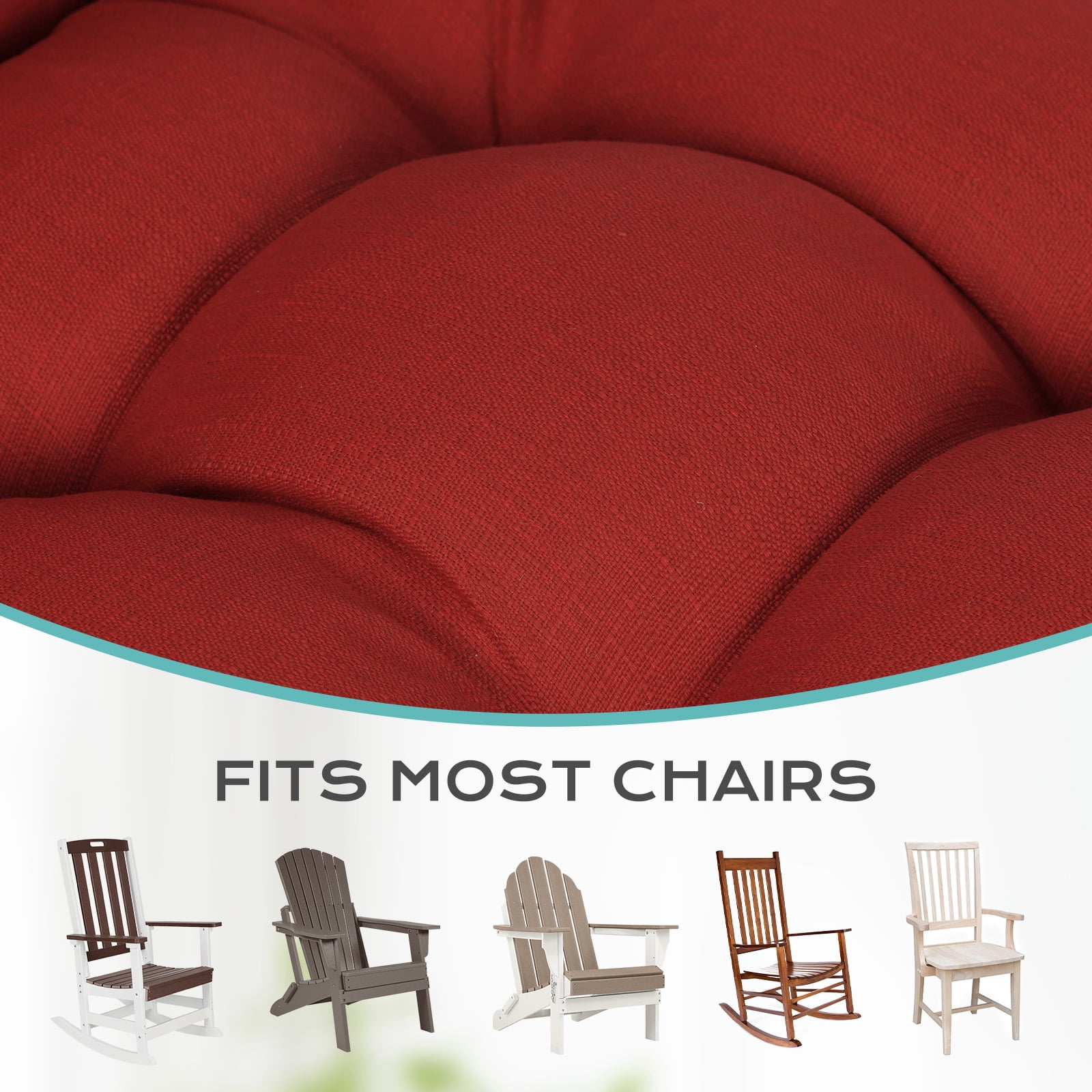 Aoodor  2 Pcs High Bcak Rocking Chair Cushion for Outdoor Indoor, Water Resistant & Fade Resistant Polyester Patio Adirondack Chair Cushion with Straps, 18" x 47", Red