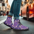thumbnail image 3 of POLERO Women's Purple Boho Floral High Top Basketball Barefoot Shoes for Women Ladies Fashion Walking Shoe Running Athletic Sneaker Business Office Work Fitness Training Shoe, 3 of 7