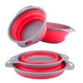 thumbnail image 1 of Juego de colador plegable de 2 piezas, colador sobre el fregadero, 8" - 2 cuartos y 9.5" - 3 cuartos, colador de frutas y pastas y vegetales para cocina, rojo y gris Adepaton WFLD-128, 1 of 1
