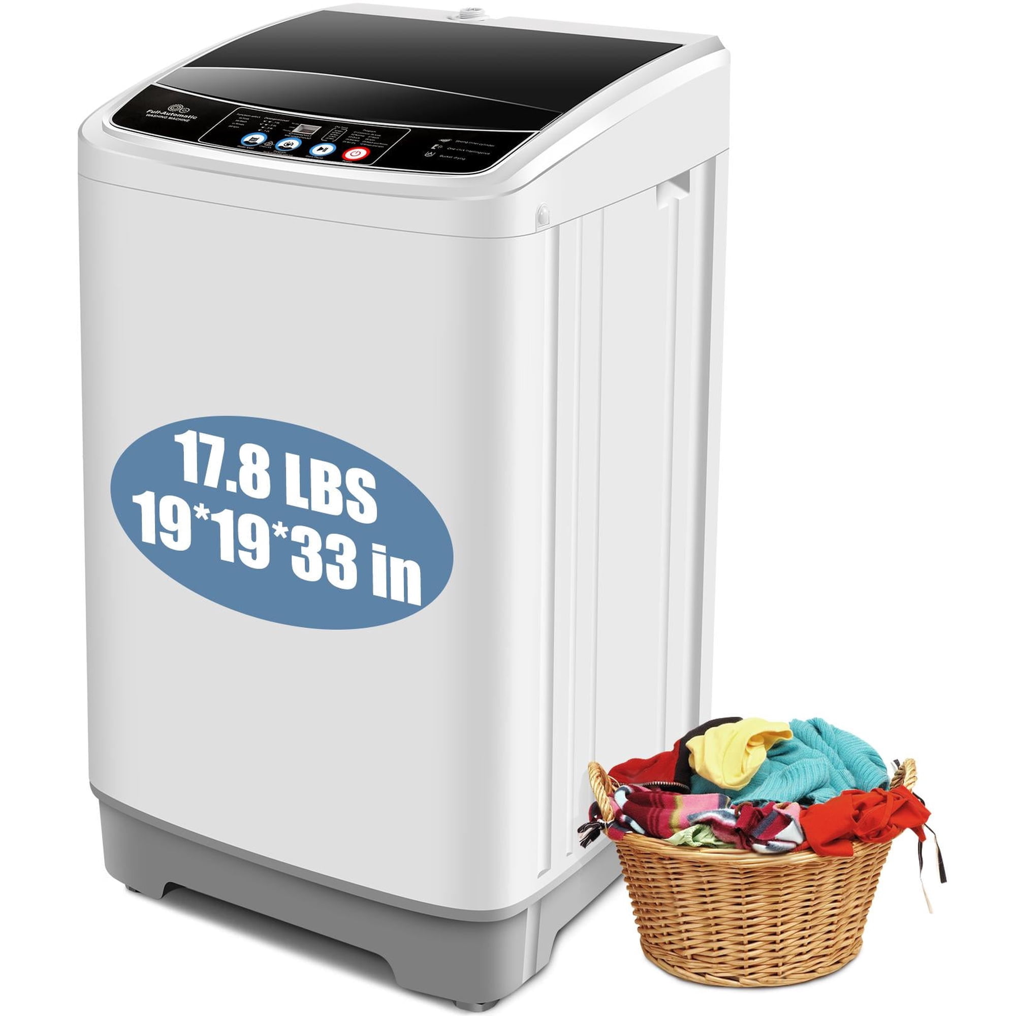 Veeboto 17.8lb Full Automatic Washing Machine, Compact Washing Machine with Drain Pump, Power Motor 20-Mins Quick Wash, LED Display, Washer and Dryer Combo Low Noise for Apartment Dorm Household