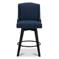 thumbnail image 3 of CHITA 26 in Swivel Upholstered Fabric Barstool Set of 2 for Kitchen Island, Full Back&Wood Legs, Midnight Blue, 3 of 8