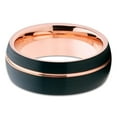 thumbnail image 2 of 8mm Brushed Black Tungsten Carbide Wedding Band Rose Gold Groove Inlay Dome Unisex Ring 10, 2 of 3