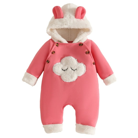 Gibobby Baby Boy Girl Western Clothes Cow Print Long Sleeve Romper Jumpsuit One Piece Newborn Fall Winter Outfit(Hot Pink,0-3 Months)