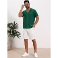 thumbnail image 2 of DARING DIVA Men's Hollow Knitted Shirt Short Sleeve Button Down Striped Shirts L Green, 2 of 7