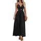 thumbnail image 1 of Vestido largo CUPSHE con cuello en V, sin mangas, largo y retorcido, rayón negro, 1 of 9