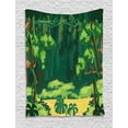 thumbnail image 1 of Jungle Leaves Tapestry, Cartoon Illustration of Forest Glade Exotic Landscape Outdoor Scenery, Wall Hanging for Bedroom Living Room Dorm Decor, 40W X 60L Inches, Multicolor, by Ambesonne, 1 of 2