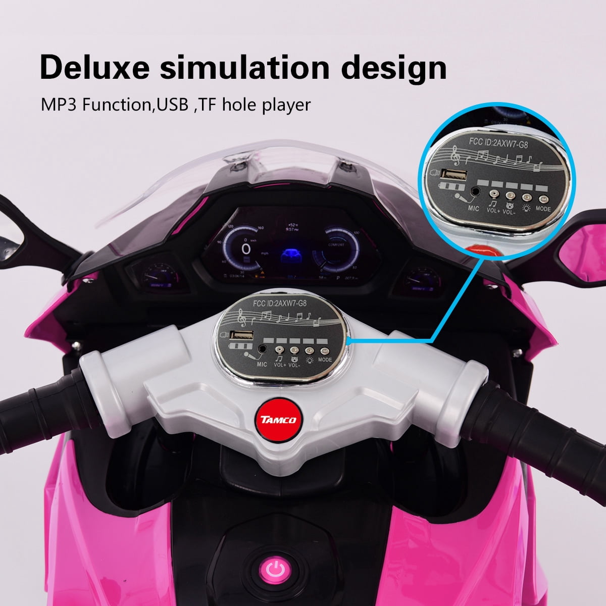 12V Electric Motorcycle Ride-On with Light-Up Wheels, 3-Wheel Rechargeable Battery Bike, Music & Sound Effects