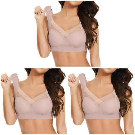 Strapless Lace Womens Bras Underwire Tank Top Underwear Thin Womens Strapless Bras Side Fold Side Gather Women S Sports Bras Adjustable Bra RunningPink (3Packs)