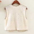 thumbnail image 2 of Felirenzacia Women's Floral Crochet Vest Hollow Out Open Front Vintage Boho Lace Button Sleeveless Crochet Knit Cardigan,Beige,Free Size, 2 of 7