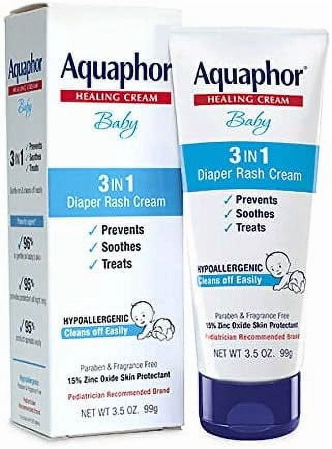 Aquaphor Baby Diaper Rash Cream, 3-in-1 Diaper Rash Relief, 3.5 Oz Tube C25