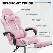 EDX Ergonomic Gaming Chair High Back Office Chair with Lumbar Support and Adjustable Armrests Swivel Racing Chair, Pink and White