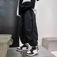 thumbnail image 2 of Huanglei Cargo Pants For Boys Casual High Waisted Drawstring Loose Fit Pockets Kid Cargo Sweatpants Streetwear, 2 of 7