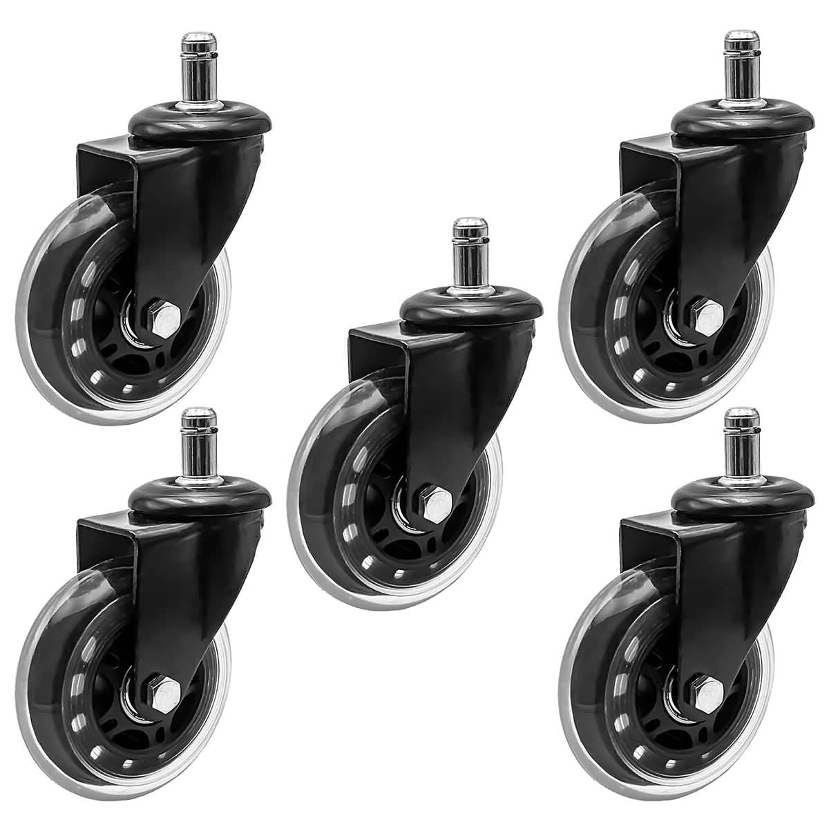 M12, Moving Caster Wheels Trolley Wheels Polyurethane Swivel Castor Wheel,Trolley Furniture Caster,Caster with Brakes,Universal 360 Degree Rotating,con Threaded Rod,Protect Your Carpet/Hardwood,4 Pcs 