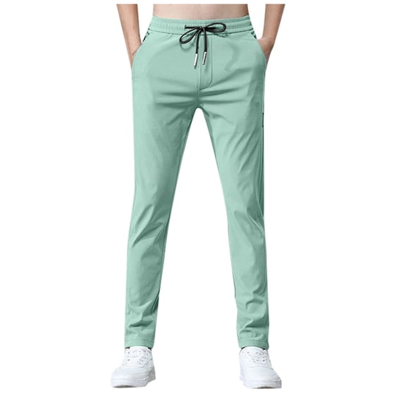 XINPING Mens Casual Pants Slim Fit Straight Fit Outdoor Casual Pants Breathable Drawstring Pants Y2k Wide Leg Pants with Pockets