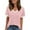 Pink, variant on MIXUE Boho Tops For Women Summer Solid Color V Neck Short Sleeve Casual Warm Tee Shirts Daily-Wear,Beige,S