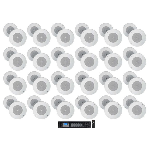 Rockville Commercial Receiver Amp   (48) 8" Metal PA Ceiling Speakers For Office