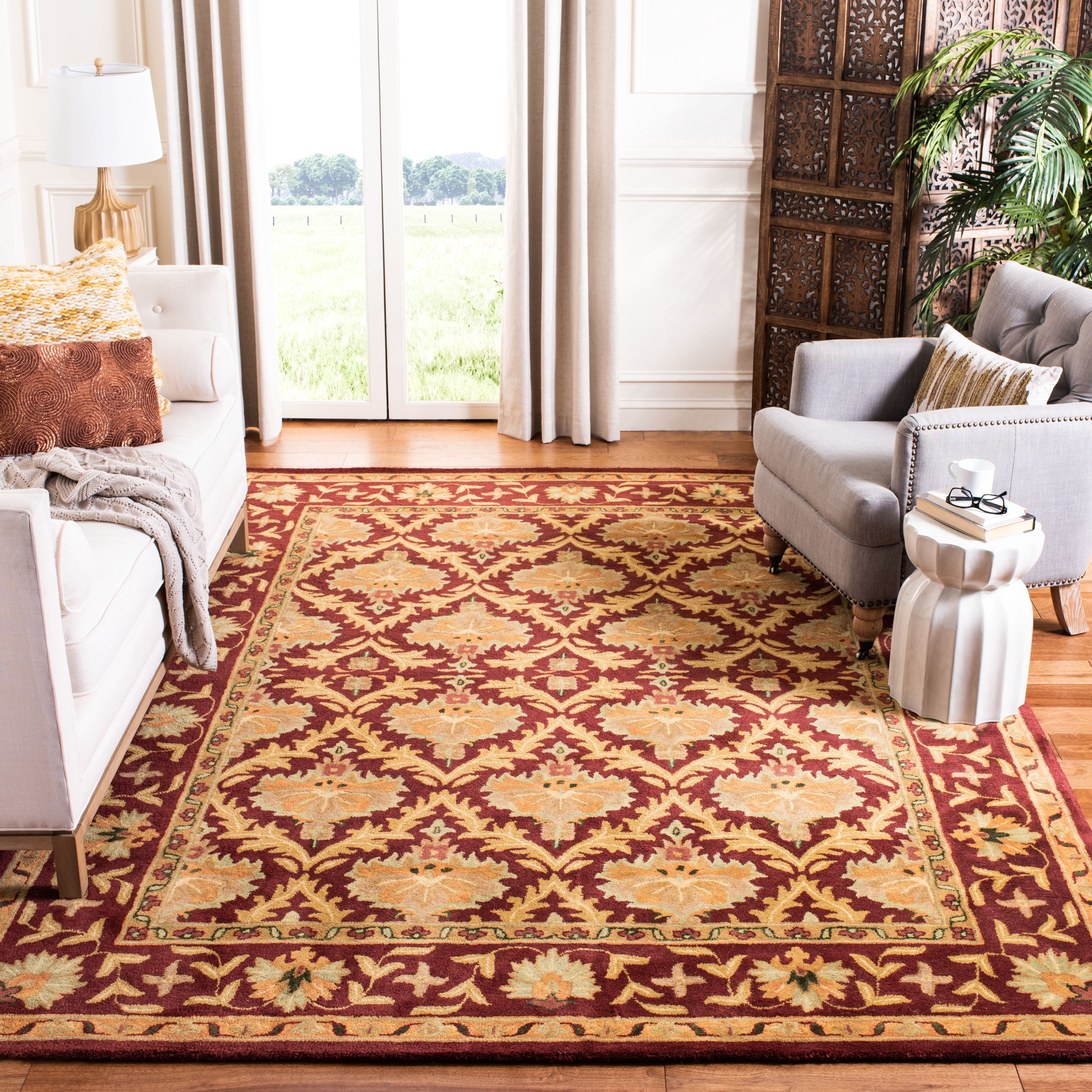 SAFAVIEH Antiquity Diarmait Oriental Wool Area Rug, Wine/Gold, 9'6" x 13'6"