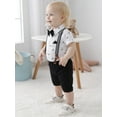 thumbnail image 4 of CARETOO Baby Boy Clothes Suit Dress Shirt Shorts Suspender Pants Formal Set Cotton Fabric 3pcs Set, 4 of 20