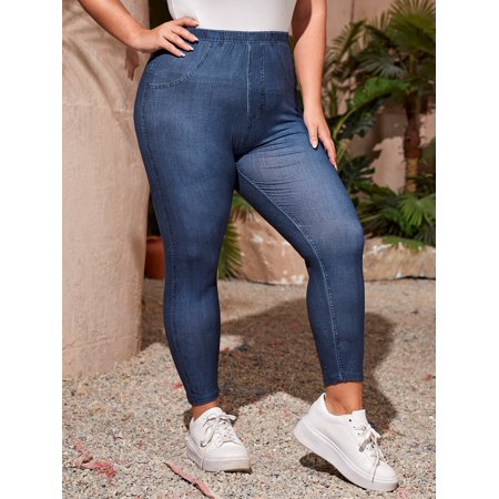 

Dusty Blue Casual Women s Plus High Waist Crop Jeggings 2022 4XL(20) Y060D