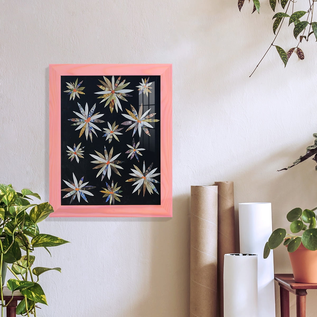 Starburst Too I - Framed Print w/glass - Sunset Pink