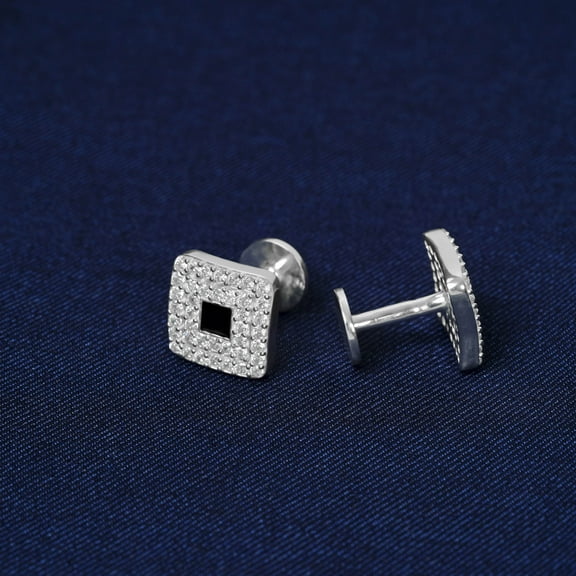 LavaJewelry, Square Gem Radiance Cufflinks, 925 Sterling Silver, Silver & Gemstone Cufflinks for Man