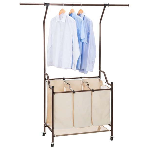 Ollieroo Classic Rolling Laundry Sorter Cart Heavy Duty 3 Bags Laundry