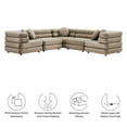 thumbnail image 3 of Modway Jubilee 5-Piece Modular Performance Velvet Sectional Sofa in Taupe, 3 of 10