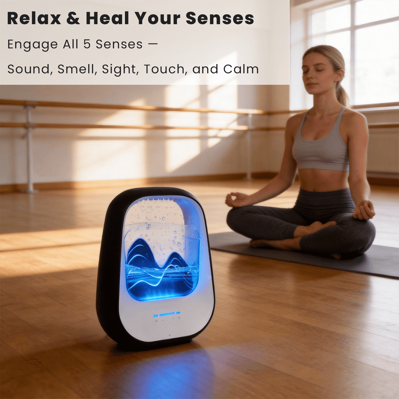 Rain Drop White Noise Machine with Humidifier, Bluetooth Speaker & Aroma Diffuser, 7-Color Mood Light and Nature Sounds for Bedroom, Office & Meditation, Black
