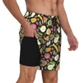 thumbnail image 2 of Rateoe Fruits Pattern Men’s Swim Shorts with Compression Liner – Double-Layered Quick-Dry Swimwear, Comfortable & Stretchy Beach Shorts-3X-Large, 2 of 6