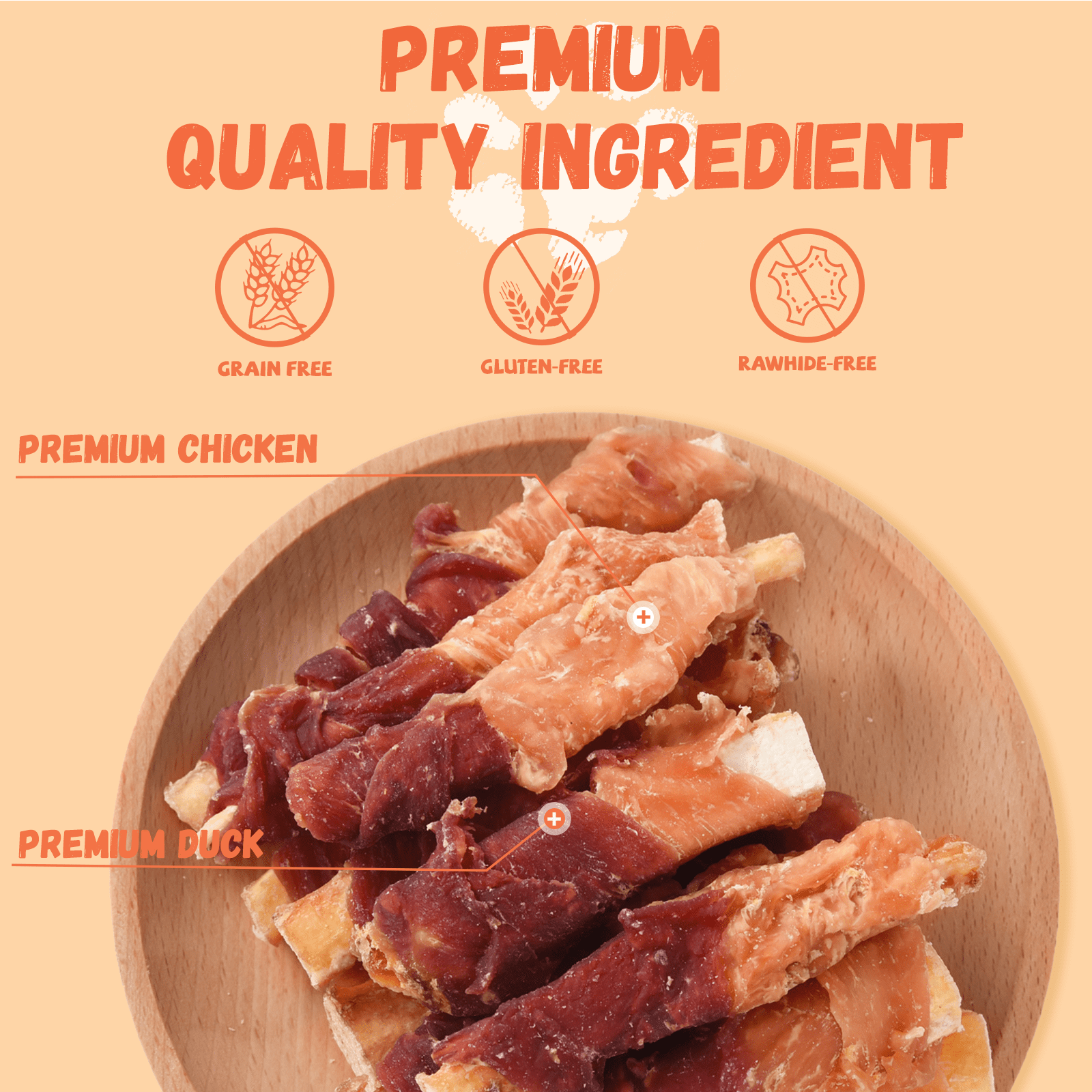 (2 pack) Pawmate Chicken & Duck Wrapped Beef Cartilage Dog Treats, Natural Soft Rawhide-Free Chews for All Dogs, 11oz
