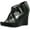 Black/Silver, variant on DIVIANA KEALIE-36 Womens Criss Cross Cut Out Platform Back Zip Wedge Sandals