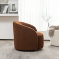 thumbnail image 3 of 34" W Mid Century Modern Swivel Barrel Chair, Round Upholstered Boucle Swivel Accent Chairs, No Assembly Sofa Chair for Living Room Bedroom Reading Apartment Lounge Nursery (Brown), 3 of 14