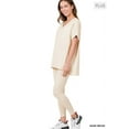 thumbnail image 4 of Zenana Women & Plus V-Neck Short Sleeve & Leggings Comfy Loungewear Activewear Set, 4 of 4