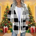 thumbnail image 2 of UVEASISHA Plaid Flannel Jacket Women Hooded Fleece Lined Winter Coats Trendy Full Zip Warm Sweatshirt Jackets Comfy Plush Hoodie Coat with Pockets Black S, 2 of 6