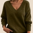 thumbnail image 2 of NMMUED Womens Tops Casual Knitted Tops for Women Womens V Neck Sweater Pull Over Sweaters Womens Knitted Sweater Knit Sweater for Women V Neck Sweaters for Women Bronze XL, 2 of 5