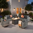 thumbnail image 6 of Vcatnet 11 Pieces Outdoor Patio Furniture Sets with Fire Pit Sectional Sofa All Weather Wicker Conversation Set with Swivel Chairs, Black, 6 of 10