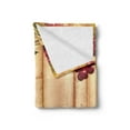 thumbnail image 2 of Fence Soft Flannel Fleece Throw Blanket, Grapevine Branches on Wooden Planks Flowering Plants Pruning Merlot, Cozy Plush for Indoor and Outdoor Use, 60" x 80", Sand Brown Ruby, by Ambesonne, 2 of 5