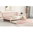 thumbnail image 4 of Tensun Pink Wooden Daybed with Twin Trundle, Bedroom Living Room Haven, Wood Slat Support, No Box Spring Required, 4 of 5