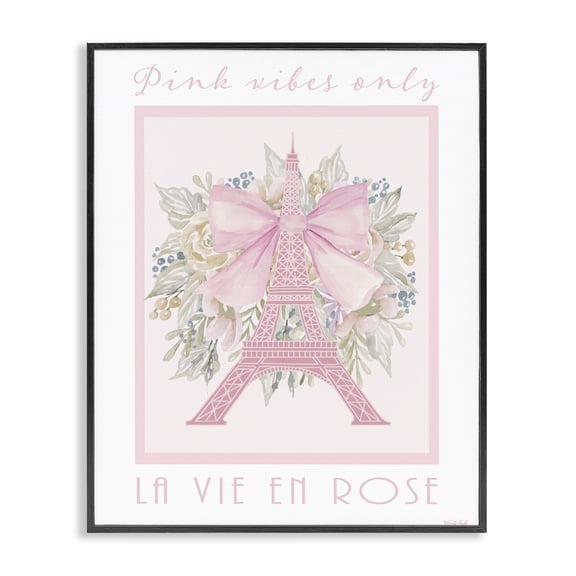 Stupell Industries Glam Pink Vibes Only Paris Black Framed Giclee Art, 11 x 14, by Cindy Jacobs