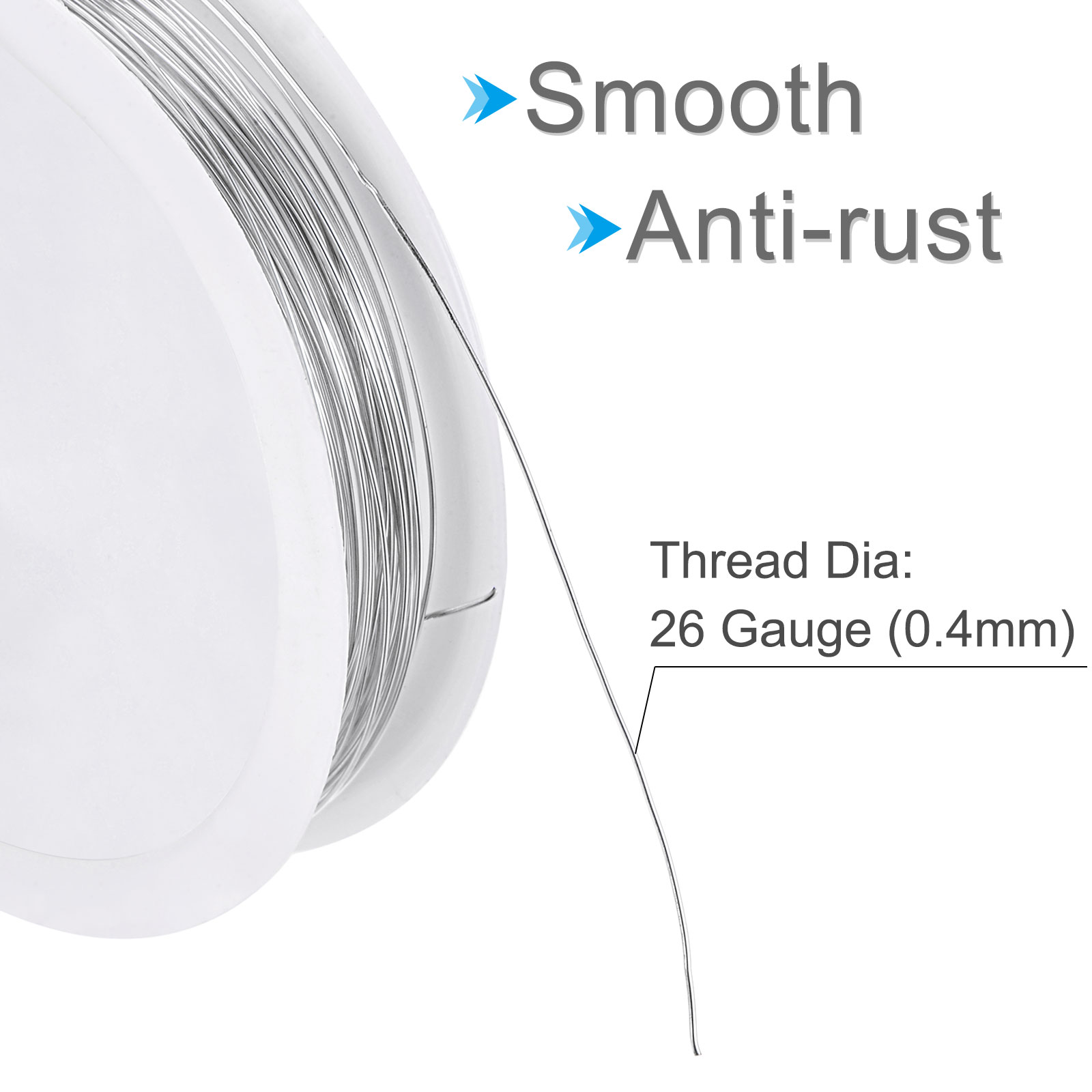 Unique Bargains Durable Copper Wire Resistant Beading Wires for Crafting and DIY Projects White 9m