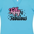 thumbnail image 4 of Inktastic Fifty & Fabulous Women's V-Neck T-Shirt, 4 of 5