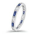 thumbnail image 7 of Full Eternity Baguette Band Ring Blue Sapphire CZ 925 Sterling Silver Size 10, 7 of 7