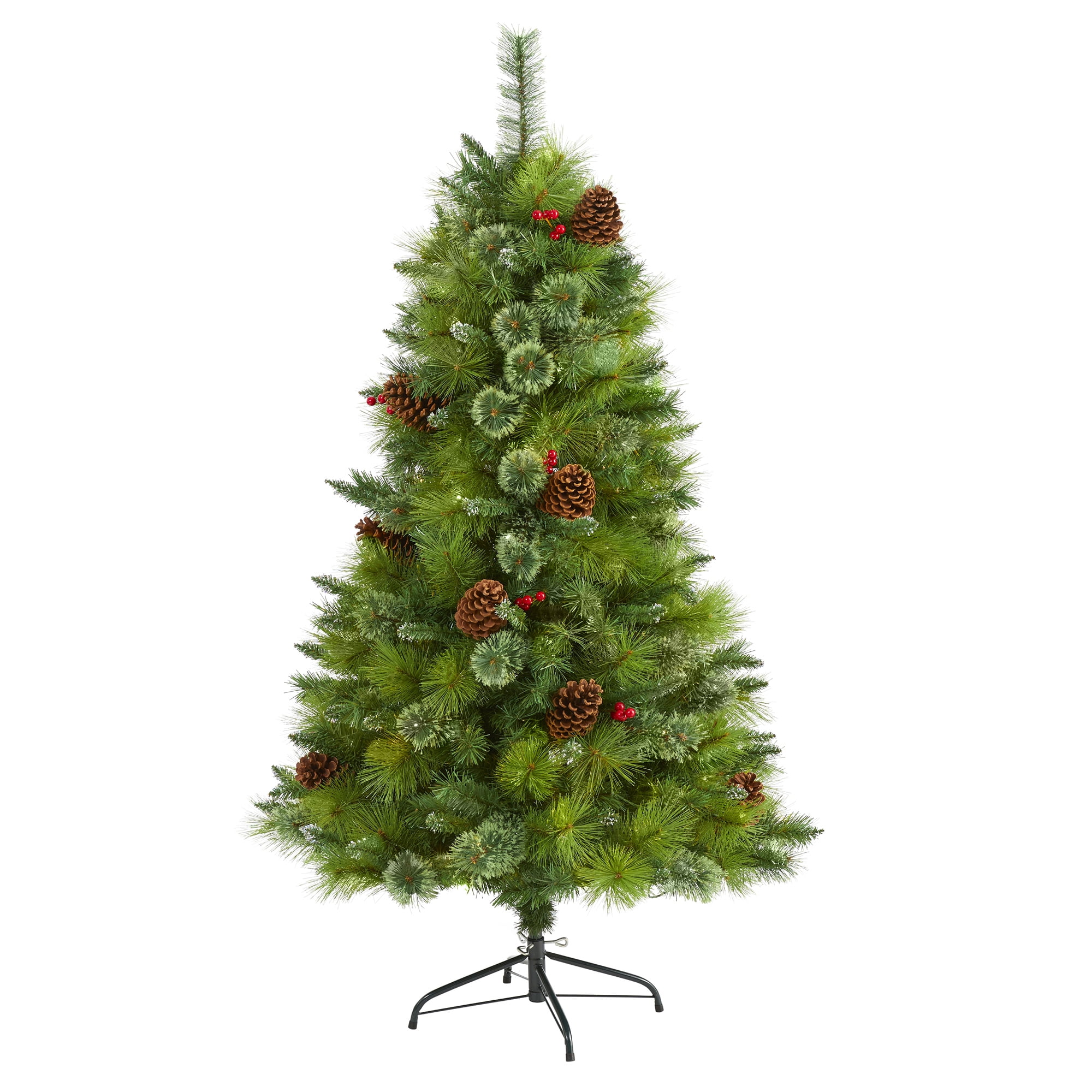 Nearly Natural 4ft Wyoming Alpine Artificial Christmas Tree - Pre-Lit With 50 LED Lights & Pine Cones