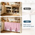 thumbnail image 4 of Pink Christmas Cabinet Curtain 28"Wx51"L,Dustproof Storage Cabinet Curtain with Self Adhesive Tape,Winter Snowman Pine Tree Snow Scene Tall Pantry Cover Drape for Kitchen,Laundry Room,Utility Closet, 4 of 9