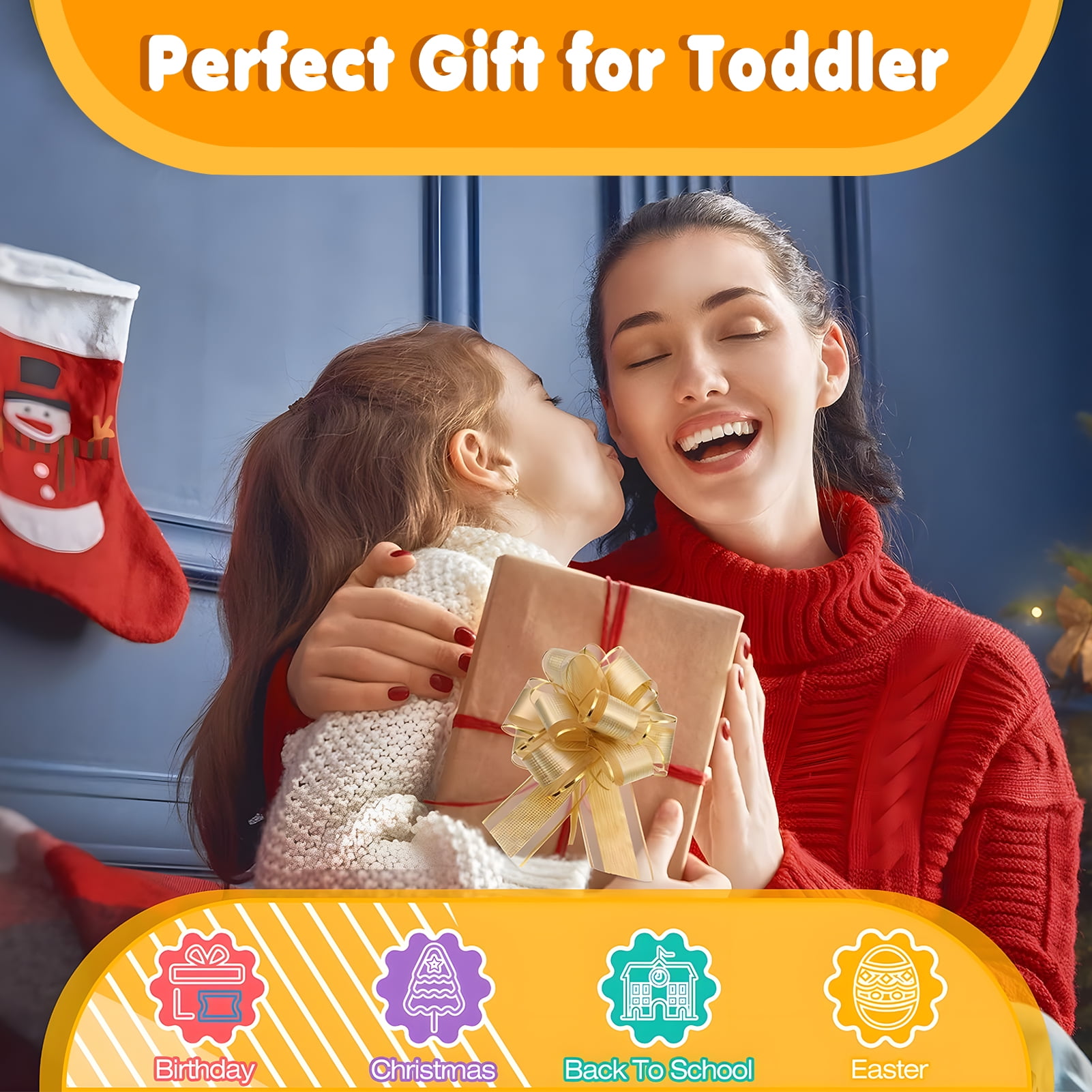 KiddiTouch Montessori  Busy Board,Toddler Wooden Sensory Board Educational Toy with 23 LED Lights,Toddlers Travel Toy Gifts for 1-3 Boys and Girls
